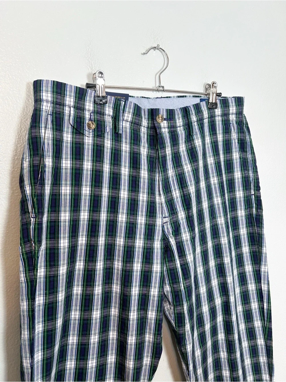 NWT Polo Ralph Lauren Tartan Plaid Classic Fit Seersucker Flat Front Pants